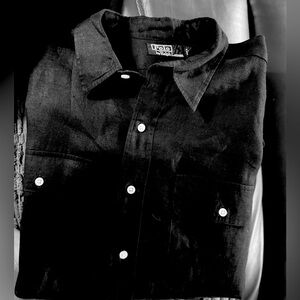 Polo by Ralph Lauren Black Linen Button Down Shirt